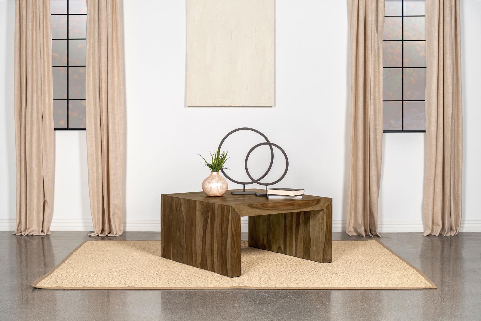 Odilia Square Solid Wood Coffee Table Auburn 708418 - Ella Furniture