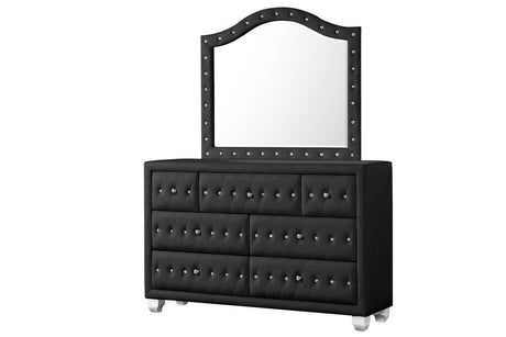 Olivia Black Upholstered Tufted Chest - Ella Furniture