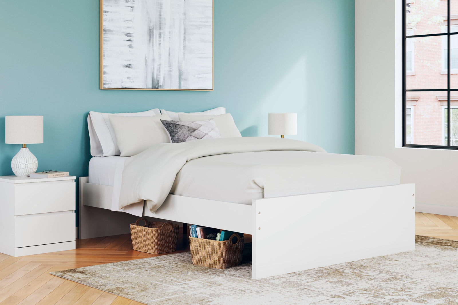 Onita White Queen Platform Bed - Ella Furniture