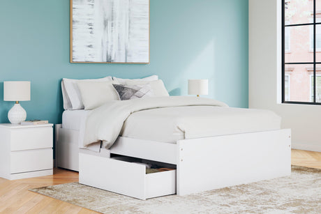 Onita White Queen Platform Bed with 2 Side Storage - Ella Furniture
