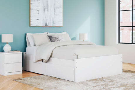 Onita White Queen Platform Bed with 2 Side Storage - Ella Furniture