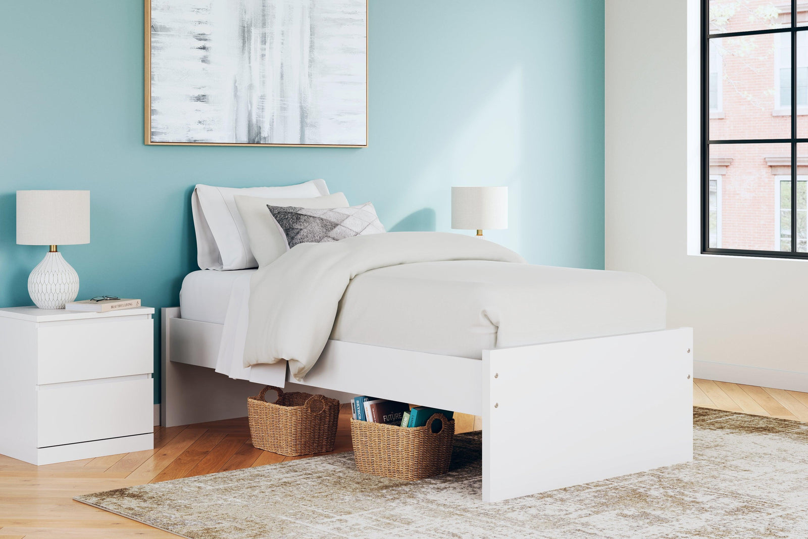 Onita White Twin Platform Bed - Ella Furniture