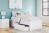 Onita White Twin Platform Bed with 1 Side Storage - Ella Furniture