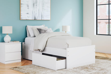 Onita White Twin Platform Bed with 1 Side Storage - Ella Furniture