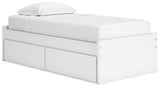 Onita White Twin Platform Bed with 1 Side Storage - Ella Furniture