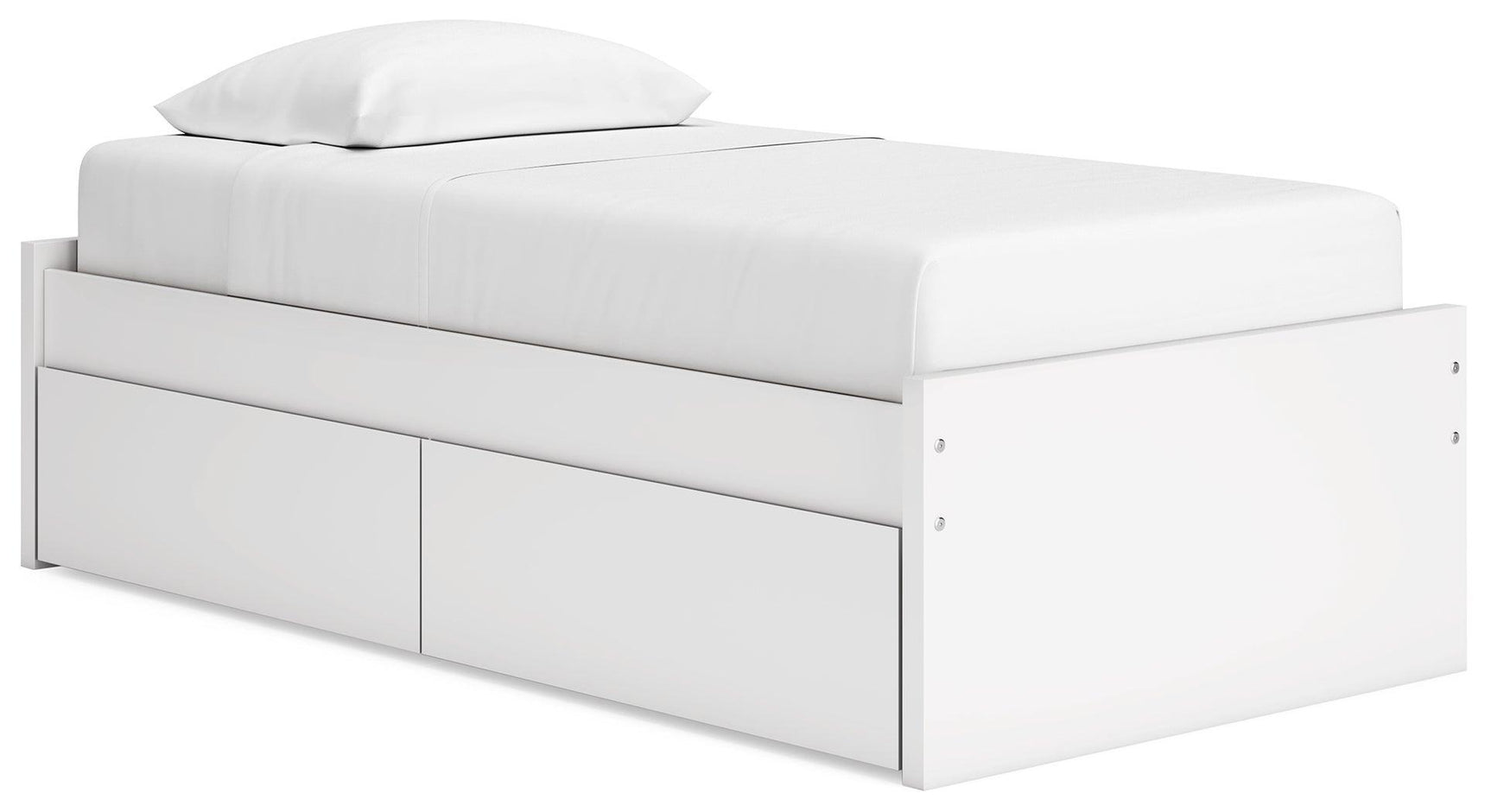 Onita White Twin Platform Bed with 1 Side Storage - Ella Furniture