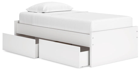 Onita White Twin Platform Bed with 1 Side Storage - Ella Furniture