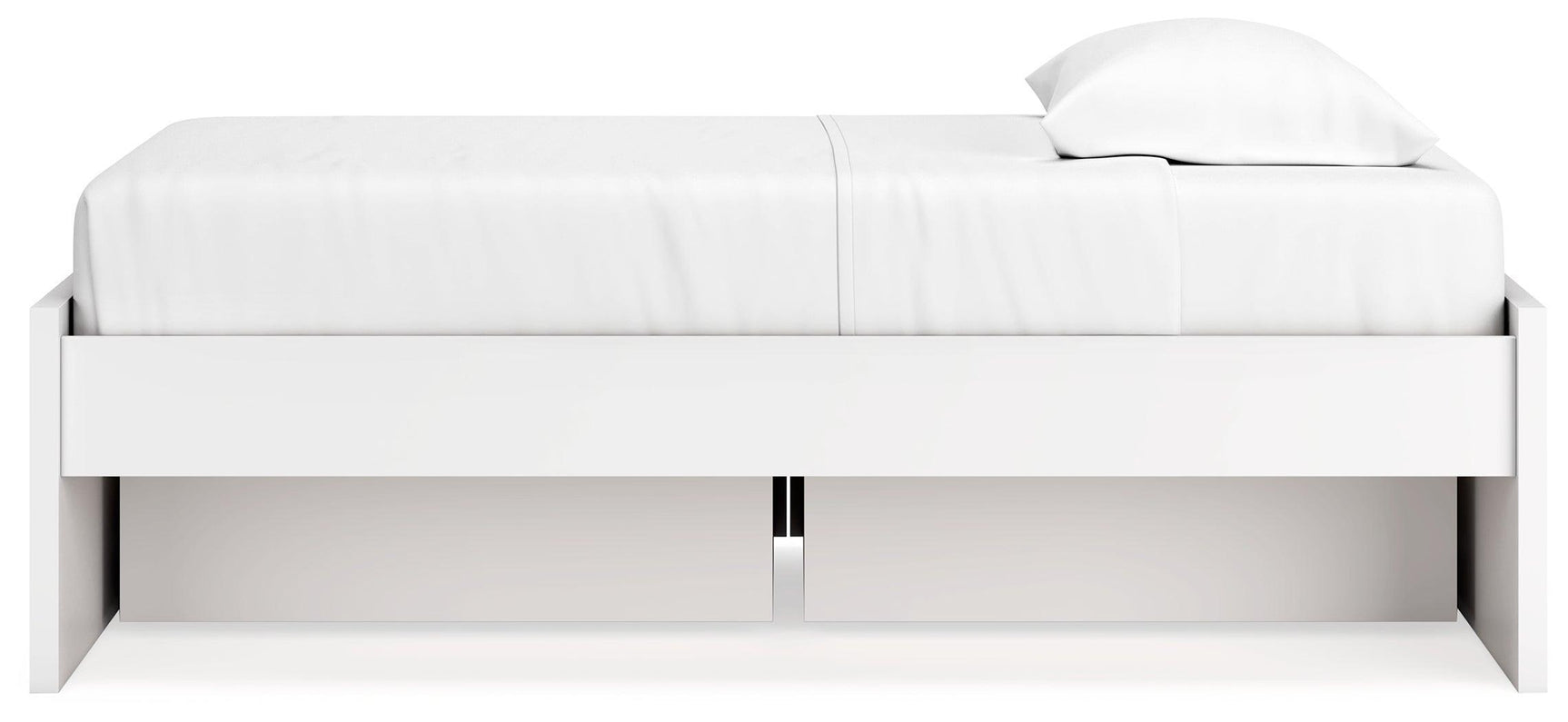 Onita White Twin Platform Bed with 1 Side Storage - Ella Furniture