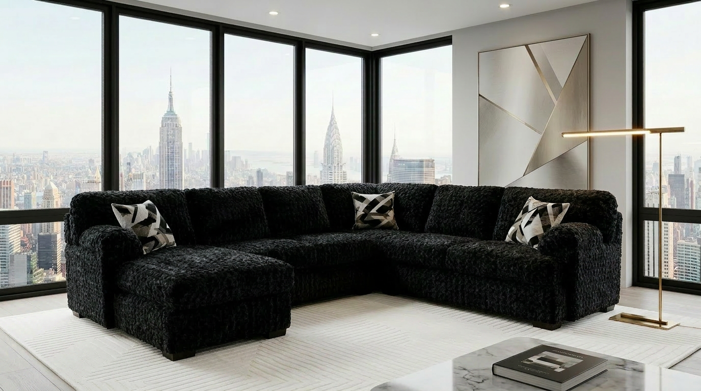 Westwood Black Sectional Sofa from Ella Furniture