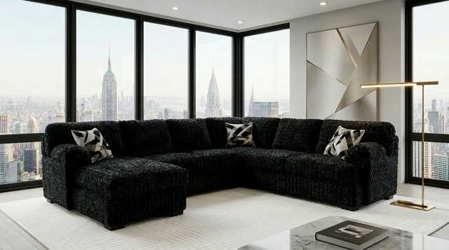 Westwood Black Sectional Sofa from Ella Furniture