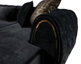 Oprah Black Velvet Double Chaise Sectional - Ella Furniture