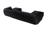 Oprah Black Velvet Double Chaise Sectional - Ella Furniture