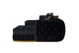 Oprah Black Velvet Double Chaise Sectional - Ella Furniture