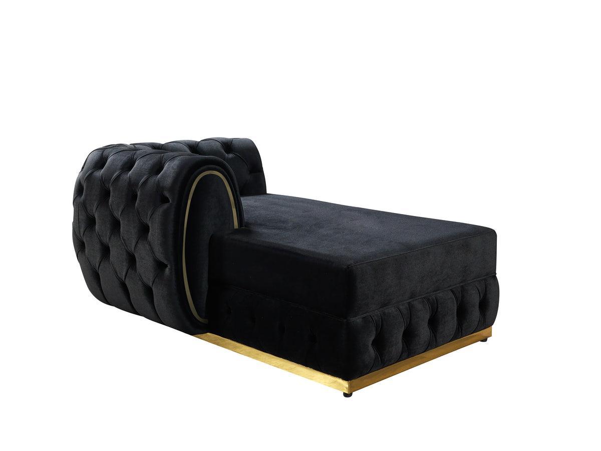 Oprah Black Velvet Double Chaise Sectional - Ella Furniture