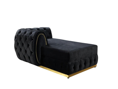 Oprah Black Velvet Double Chaise Sectional - Ella Furniture