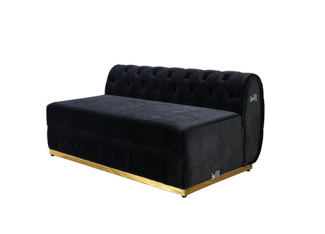 Oprah Black Velvet Double Chaise Sectional - Ella Furniture
