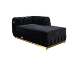 Oprah Black Velvet Double Chaise Sectional - Ella Furniture