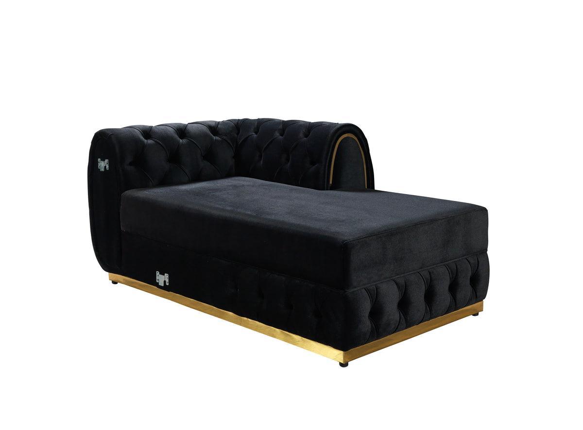 Oprah Black Velvet Double Chaise Sectional - Ella Furniture