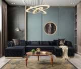 Oprah Black Velvet Double Chaise Sectional - Ella Furniture