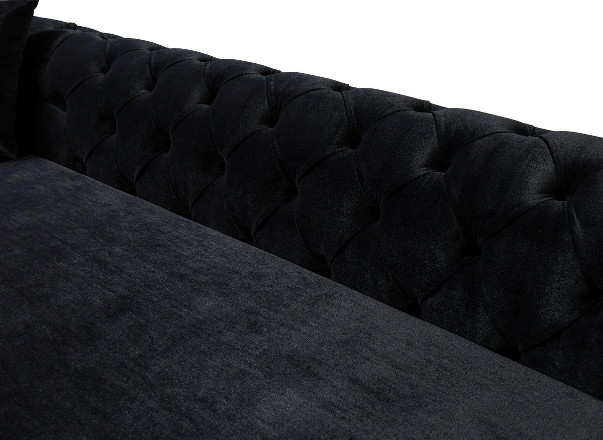 Oprah Black Velvet Double Chaise Sectional - Ella Furniture