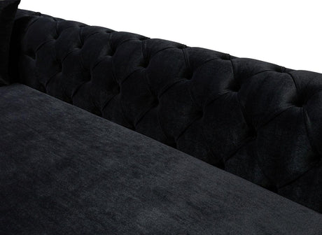 Oprah Black Velvet Double Chaise Sectional - Ella Furniture