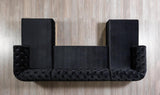 Oprah Black Velvet Double Chaise Sectional - Ella Furniture