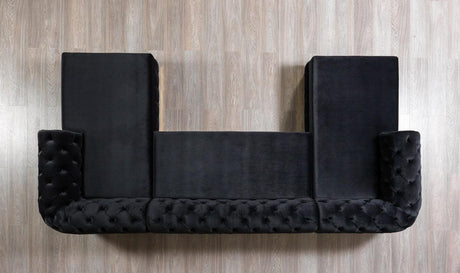 Oprah Black Velvet Double Chaise Sectional - Ella Furniture
