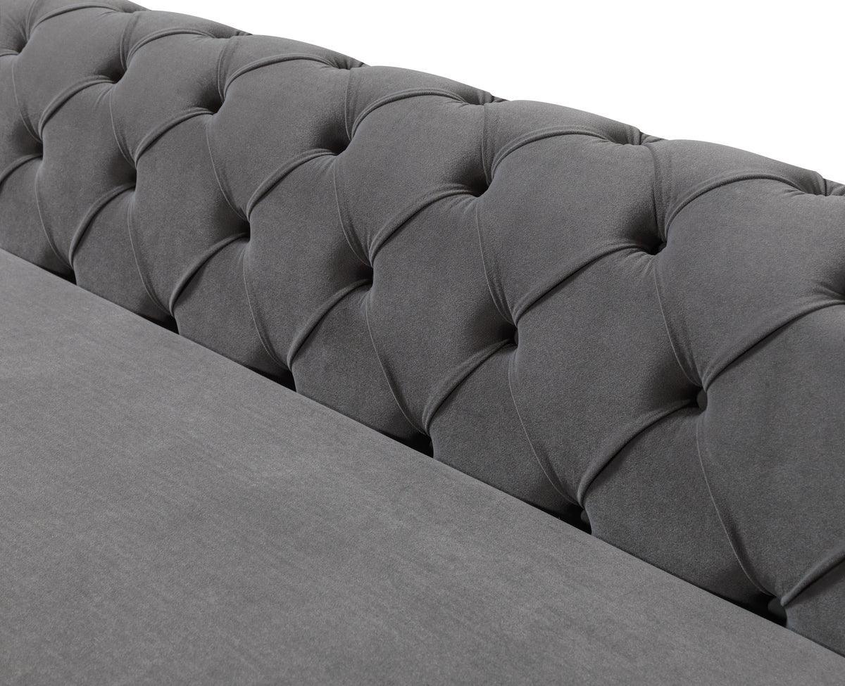 Oprah Gray Velvet Double Chaise Sectional - Ella Furniture