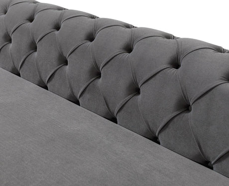 Oprah Gray Velvet Double Chaise Sectional - Ella Furniture