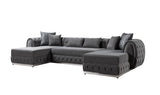 Oprah Gray Velvet Double Chaise Sectional - Ella Furniture