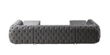 Oprah Gray Velvet Double Chaise Sectional - Ella Furniture