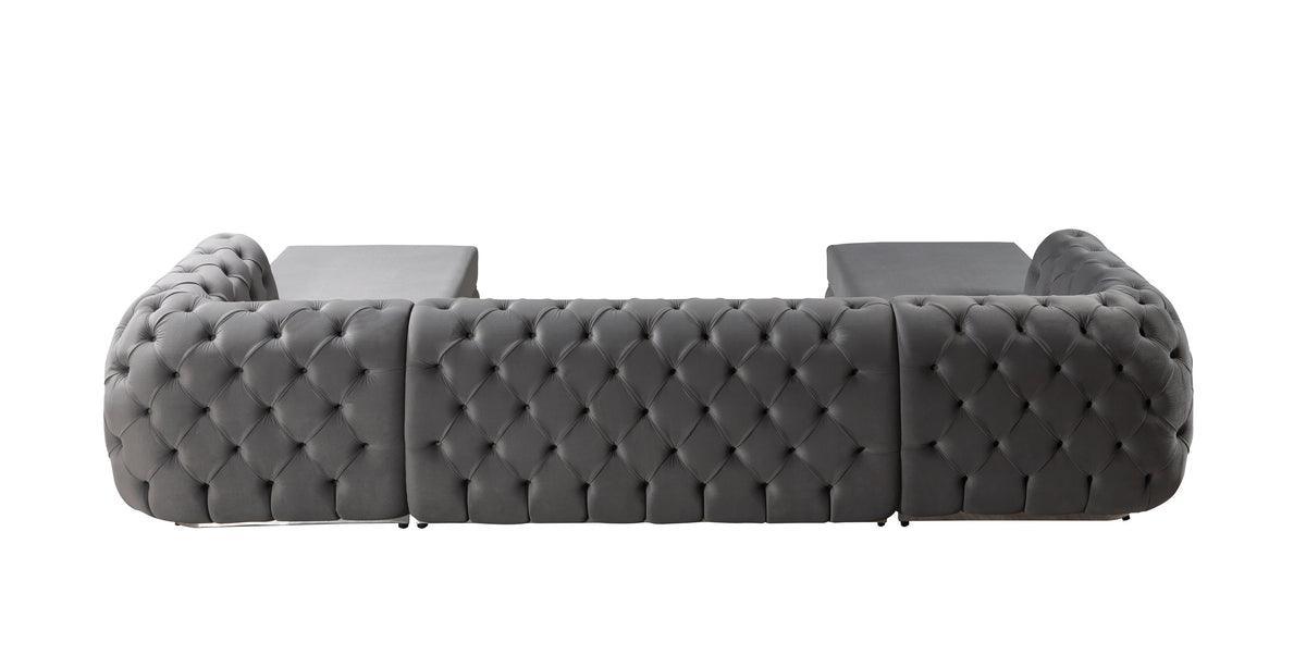 Oprah Gray Velvet Double Chaise Sectional - Ella Furniture