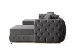 Oprah Gray Velvet Double Chaise Sectional - Ella Furniture