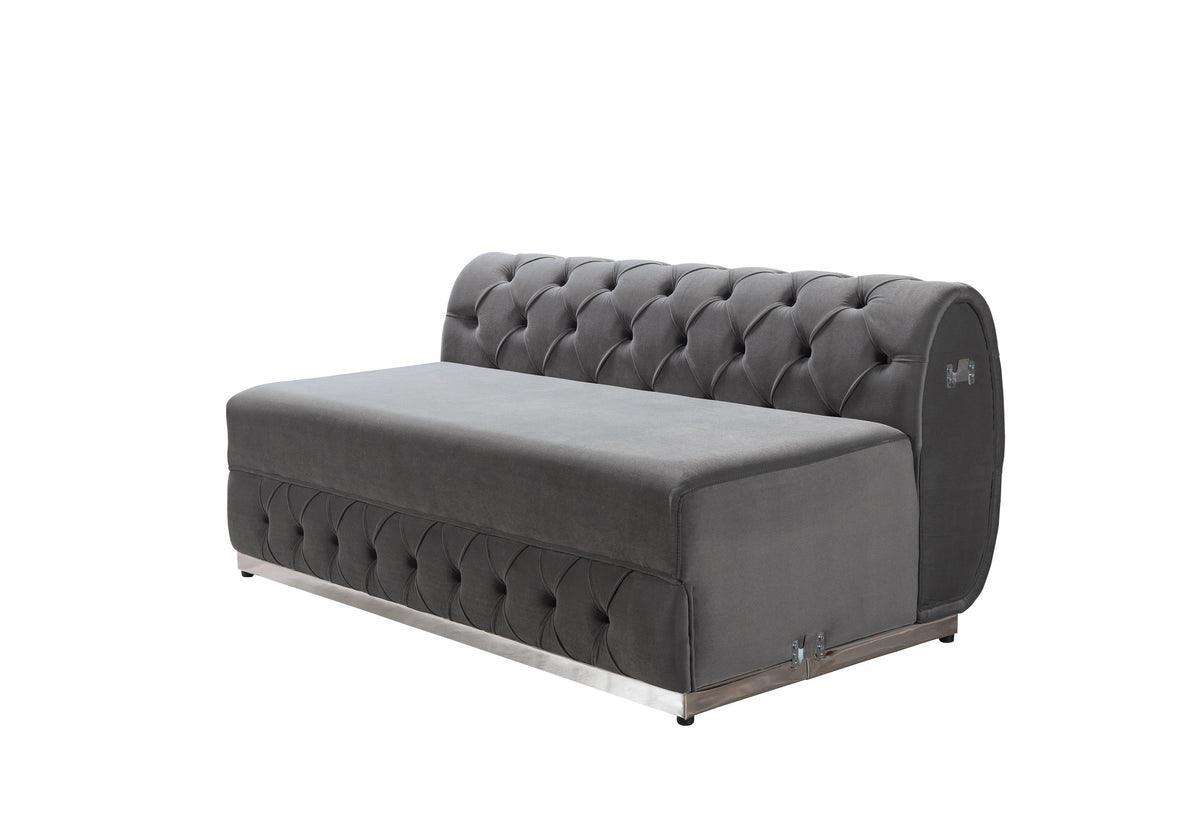 Oprah Gray Velvet Double Chaise Sectional - Ella Furniture