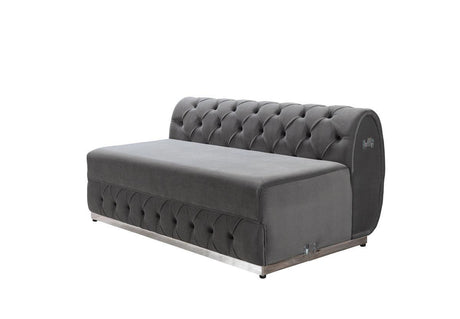 Oprah Gray Velvet Double Chaise Sectional - Ella Furniture