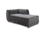 Oprah Gray Velvet Double Chaise Sectional - Ella Furniture