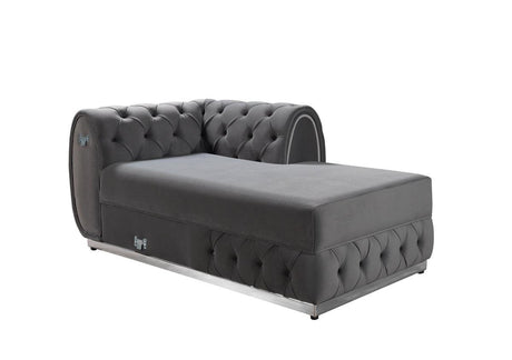 Oprah Gray Velvet Double Chaise Sectional - Ella Furniture