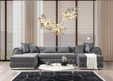 Oprah Gray Velvet Double Chaise Sectional - Ella Furniture
