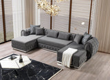 Oprah Gray Velvet Double Chaise Sectional - Ella Furniture