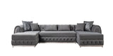 Oprah Gray Velvet Double Chaise Sectional - Ella Furniture