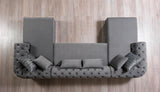 Oprah Gray Velvet Double Chaise Sectional - Ella Furniture