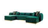 Oprah Green Velvet Double Chaise Sectional - Ella Furniture