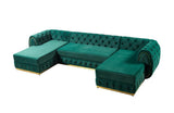 Oprah Green Velvet Double Chaise Sectional - Ella Furniture