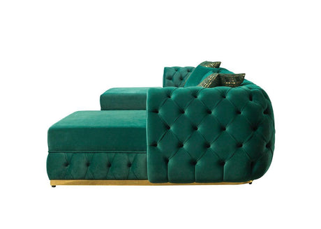 Oprah Green Velvet Double Chaise Sectional - Ella Furniture