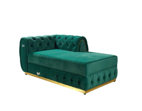 Oprah Green Velvet Double Chaise Sectional - Ella Furniture