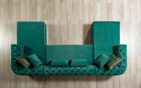 Oprah Green Velvet Double Chaise Sectional - Ella Furniture