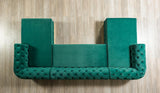 Oprah Green Velvet Double Chaise Sectional - Ella Furniture