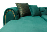 Oprah Green Velvet Double Chaise Sectional - Ella Furniture