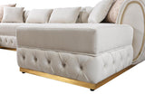 Oprah Ivory Velvet Double Chaise Sectional - Ella Furniture