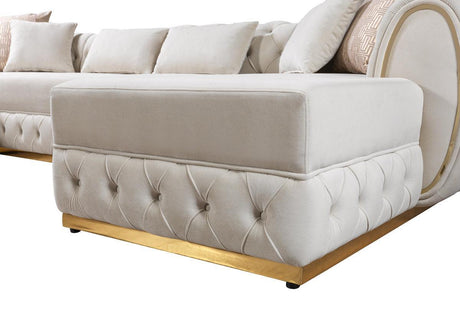 Oprah Ivory Velvet Double Chaise Sectional - Ella Furniture